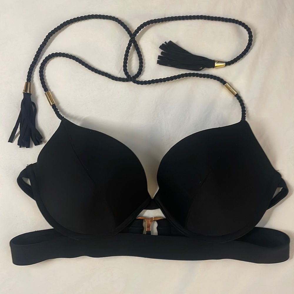 Abercrombie Swim 34C Black Halter Swim Top